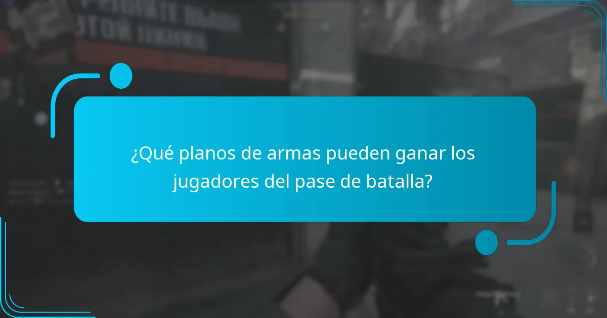 ¿Qué planos de armas pueden ganar los jugadores del pase de batalla?